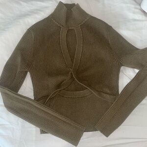 Zara sweater olive green with cutouts. Size M